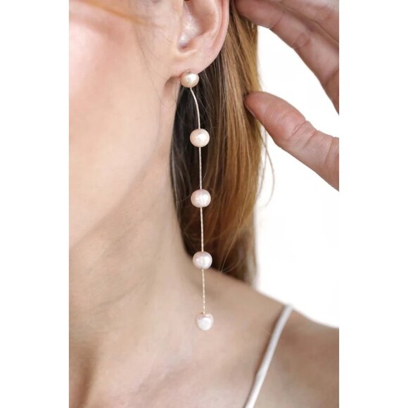 Ettika Delicate Drop Earrings in Blush Pearl New Womens Dangle - Picture 6 of 10